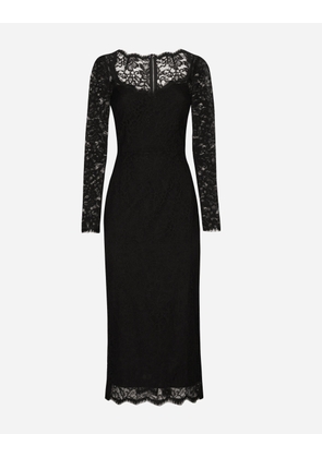 Dolce & Gabbana Floral Lace Midi Dress - Woman Dresses Black 36