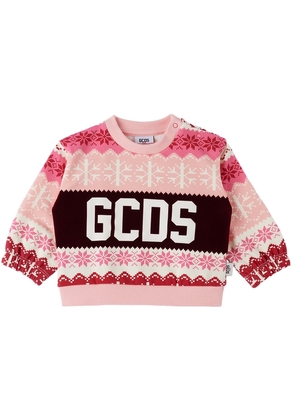 GCDS Kids Baby Pink Snowflake Logo Sweatshirt