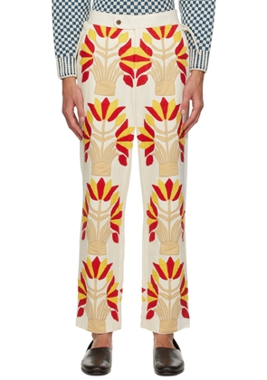 Bode Off- White Foliage Trousers