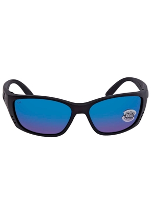 Costa Del Mar FISCH Blue Mirror Poloarized Glass Mens Sunglasses FS 01 OBMGLP 64