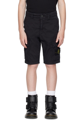 Stone Island Junior Kids Black Garment-Dyed Shorts
