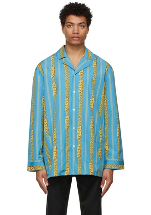 Versace Underwear Blue Chain Print Pyjama Top