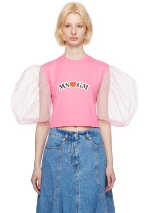 MSGM Pink Balloon Sleeves T-Shirt