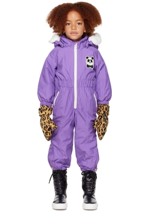 Mini Rodini Kids Purple Panda Ski Snowsuit