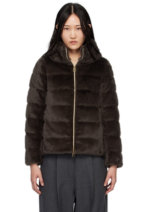 Herno Brown Lady Cape Faux-Fur Down Jacket