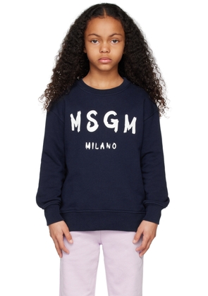 MSGM Kids Kids Navy Printed Sweatshirt
