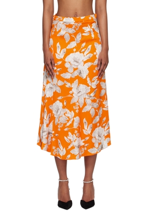 Erdem Orange Griselda Midi Skirt