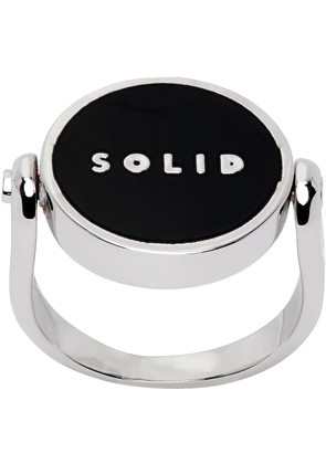Solid Homme Silver & Black Solid Round Ring