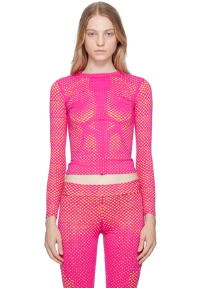 Sinead Gorey Pink Laser-Cut Long Sleeve T-Shirt