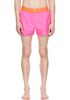 Versace Underwear Pink Greca Border Swim Shorts