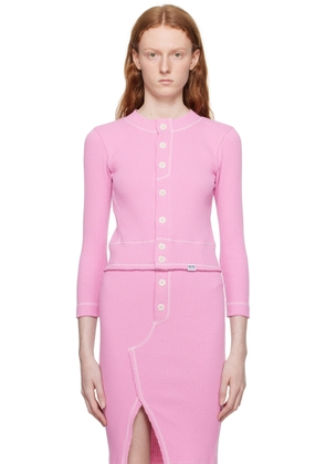 Moschino Jeans Pink Button Cardigan