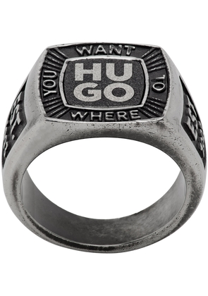 Hugo Silver Engraved Signet Ring