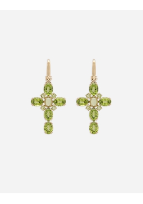 Dolce & Gabbana Anna Earrings In Yellow Gold 18kt And Peridots - Woman Earrings Gold Onesize