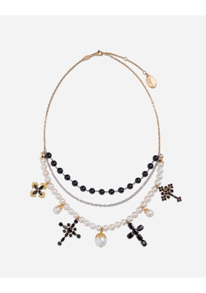 Dolce & Gabbana Family Necklace In Yellow And White Gold Black Sapphires - Woman Necklaces Gold Metal Onesize