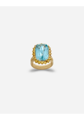 Dolce & Gabbana Heritage Ring In Yellow Gold, Aquamarine And Yello Sapphires - Woman Rings Gold 50