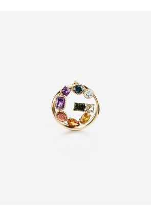 Dolce & Gabbana Rainbow Alphabet G Ring In Yellow Gold With Multicolor Fine Gems - Woman Rings Gold 50