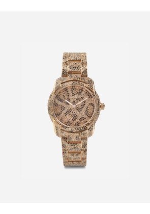 Dolce & Gabbana Dg7 Leo Watch In Red Gold With Brown And Black Diamonds - Woman Watches&straps Gold Onesize