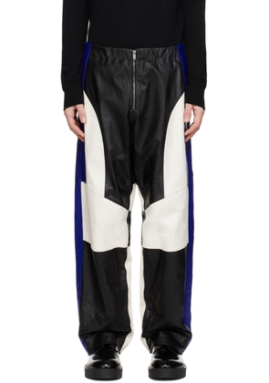 Jil Sander Black & Navy Motocross Leather Pants