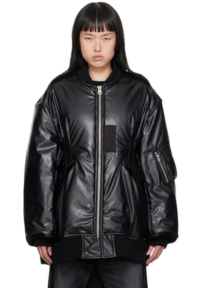 Junya Watanabe Black Insulated Faux-Leather Bomber Jacket