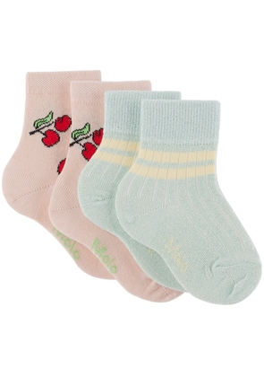 Molo Two-Pack Kids Blue & Pink Nomi Socks