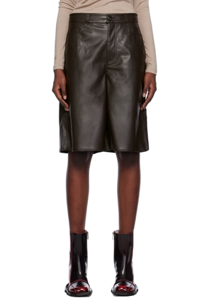 lesugiatelier Brown Wide Faux-Leather Shorts