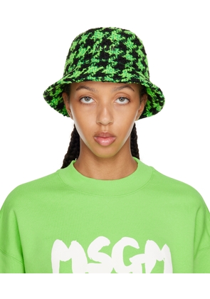MSGM Black & Green Wool Bucket Hat