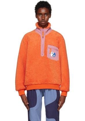 Brain Dead Orange Paneled Zip Sweater