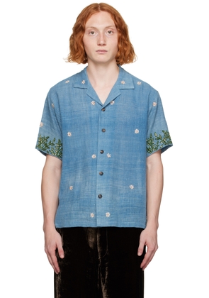 Kartik Research Blue Hand-Embroidered Shirt