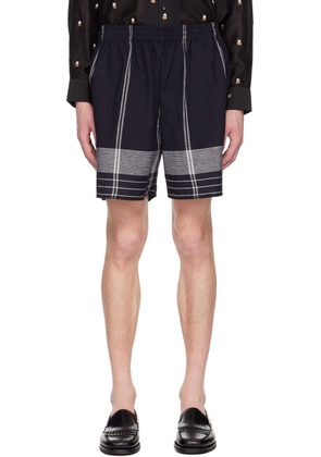 HARAGO Navy Sarong Stripe Shorts