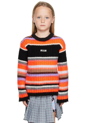 MSGM Kids Kids Black & Orange Striped Sweater