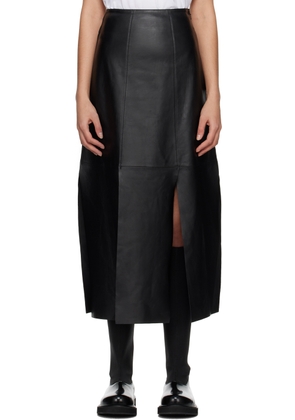 by Malene Birger Black Lunes Leather Midi Skirt