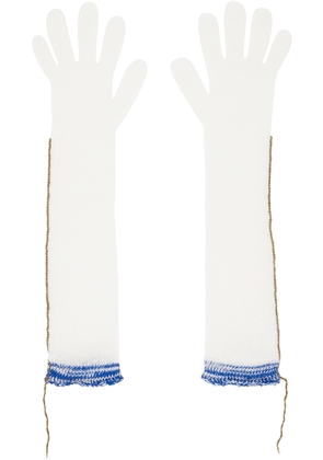 MM6 Maison Margiela White Contrast Stitch Gloves