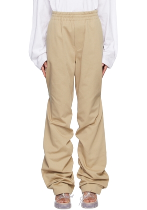 We11done Beige Banded Shirring Trousers