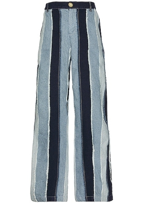 SIEDRES Straight Patchwork Jean in Multi - Blue. Size 30 (also in 32).