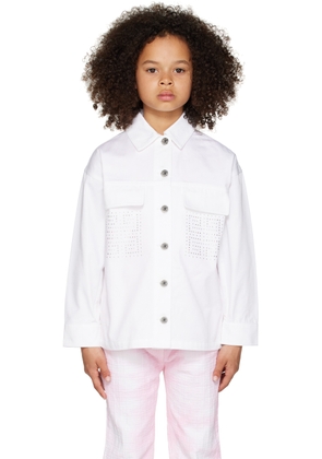 Givenchy Kids White Crystal-Cut Denim Jacket