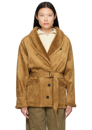 LVIR Tan Paneled Faux-Leather Coat