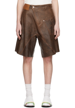 JW Anderson Brown Twisted Leather Shorts