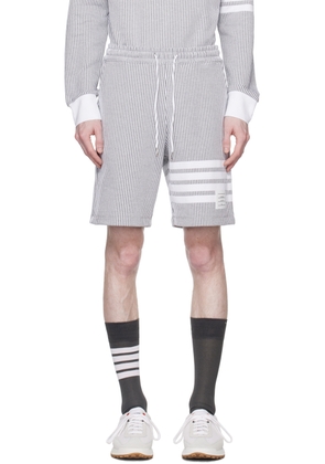 Thom Browne Gray & White 4-Bar Shorts