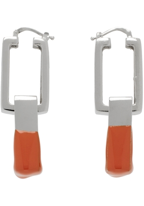 Heron Preston Silver & Orange Dip Dye Chain Earrings