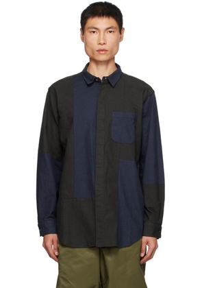 Engineered Garments Navy & Black Paneled Shirt