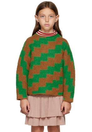 Misha & Puff Kids Brown & Green Jacquard Sweater