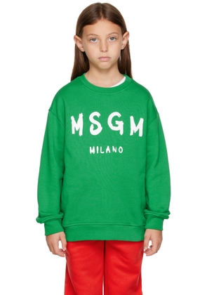 MSGM Kids Kids Green Logo Sweatshirt