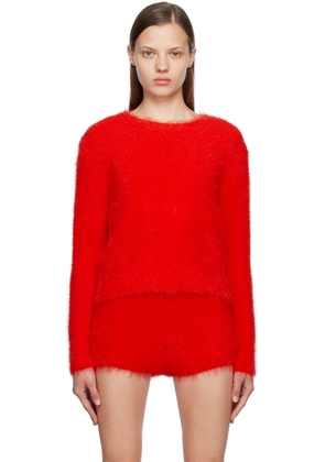 Pushbutton Red Shag Sweater
