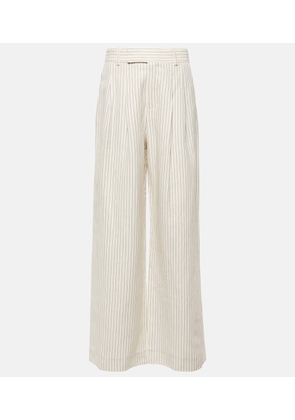 Frame Mid-rise cotton and linen wide-leg pants