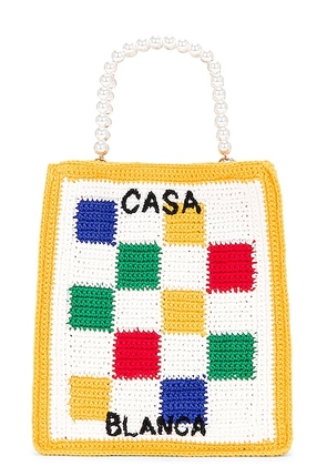 Casablanca Mini Crochet Tote Bag in Multi - Yellow. Size all.