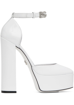 Dolce & Gabbana White Polished Platform Heels