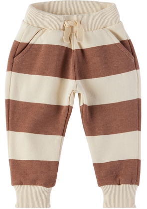 Wander & Wonder Baby Brown & Off-White Striped Sweatpants