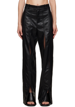 Yuzefi Black Split Seam Faux-Leather Trousers