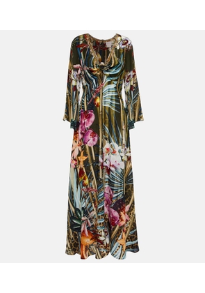 Camilla Floral silk cutout maxi dress