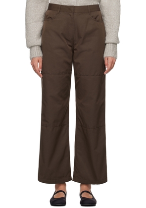 AMOMENTO Brown Straight-Fit Trousers